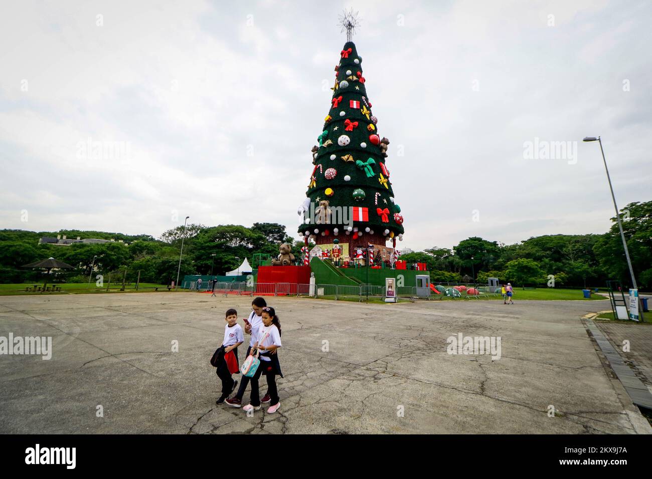 SÃO PAULO, SP : ÁRVORE DE NATAL NO VILLA LOBOS - le célèbre  arbre de Noël, 52 mètres de haut et avec un espace interactif, quitte le  parc Ibirapuera cette année