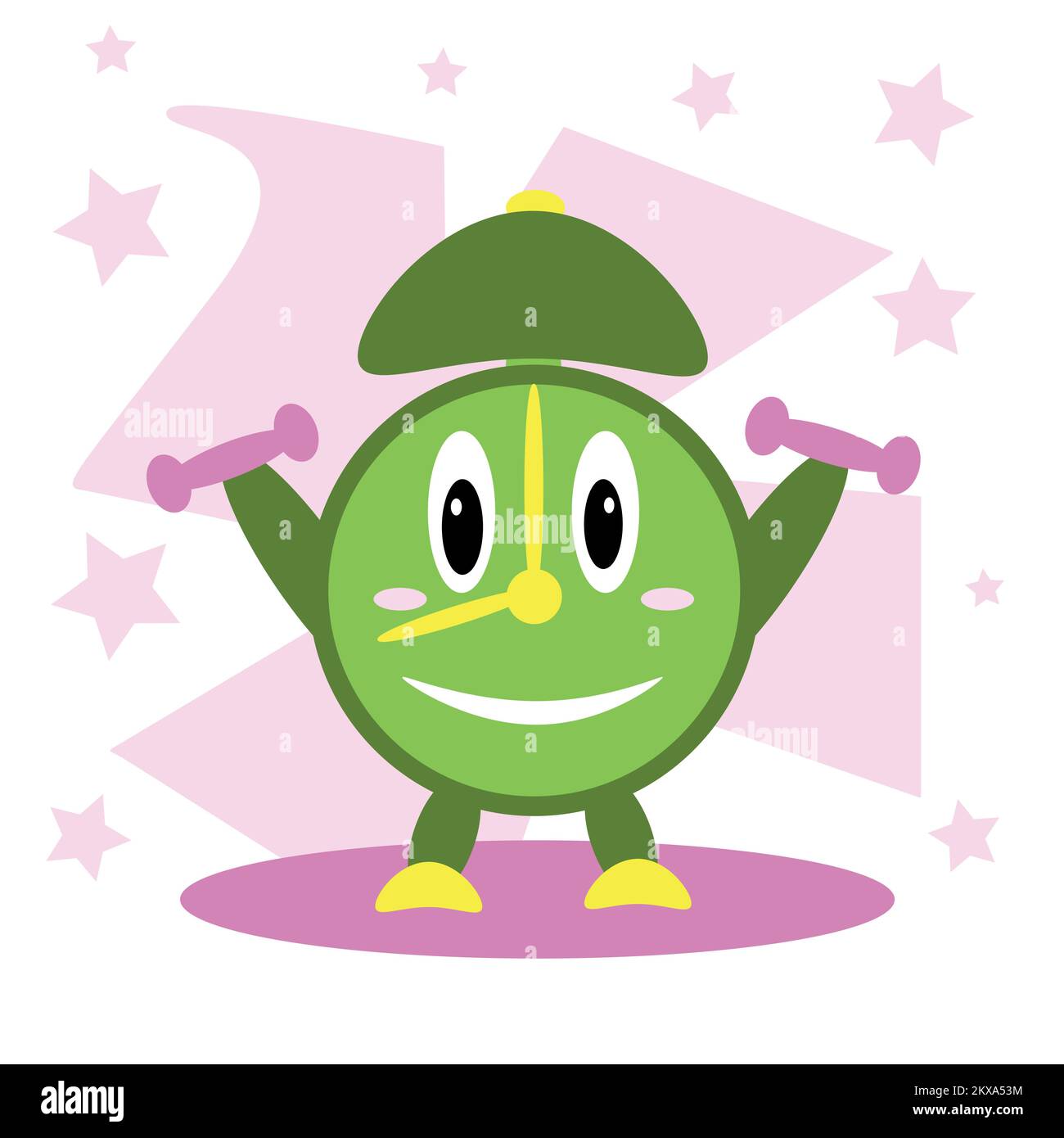 Réveil amusant pour le sport. Le concept d'un mode de vie sain, le temps de faire de l'exercice ou de perdre du poids. Illustration vectorielle de style plat. Illustration de Vecteur