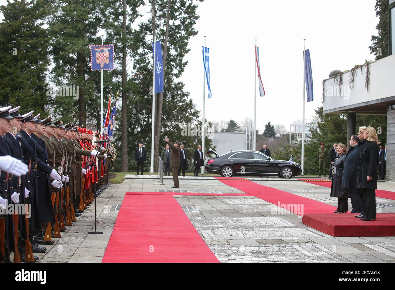 05.02.2019., Zagreb, Croatie - le Président croate Kolinda Grabar-Kitarovic a reçu le Président de la République hellénique Prokopios Pavlopoulos en visite officielle, à Zagreb, Croatie, 05 février 2018. Photo: Luka Stanzl/PIXSELL Banque D'Images