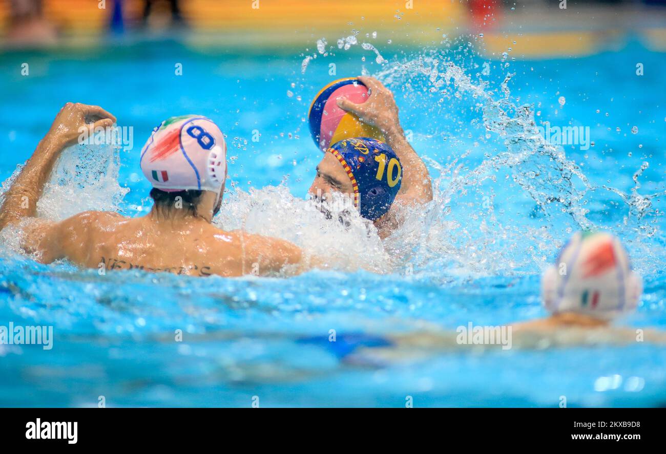 07.04.2019., Sports Park Mladost, Zagreb, Croatie - coupe Europa de la FINA Water polo World League 2019, match de médaille de bronze, Espagne contre Italie. Felipe Perrone. Photo: Slavko Midzor/PIXSELL Banque D'Images