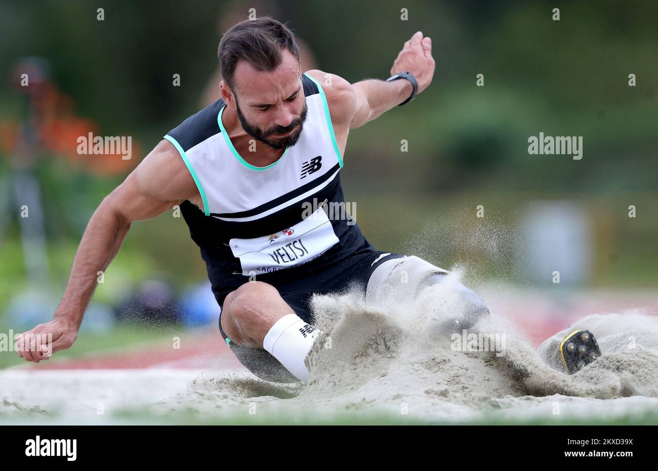 22.09.2019., Zagreb, Croatie - Zagreb Open 2019 – Réunion internationale Para Athletic. Saut long, Konstantin Veltis. Photo: Igor Kralj/PIXSELL Banque D'Images