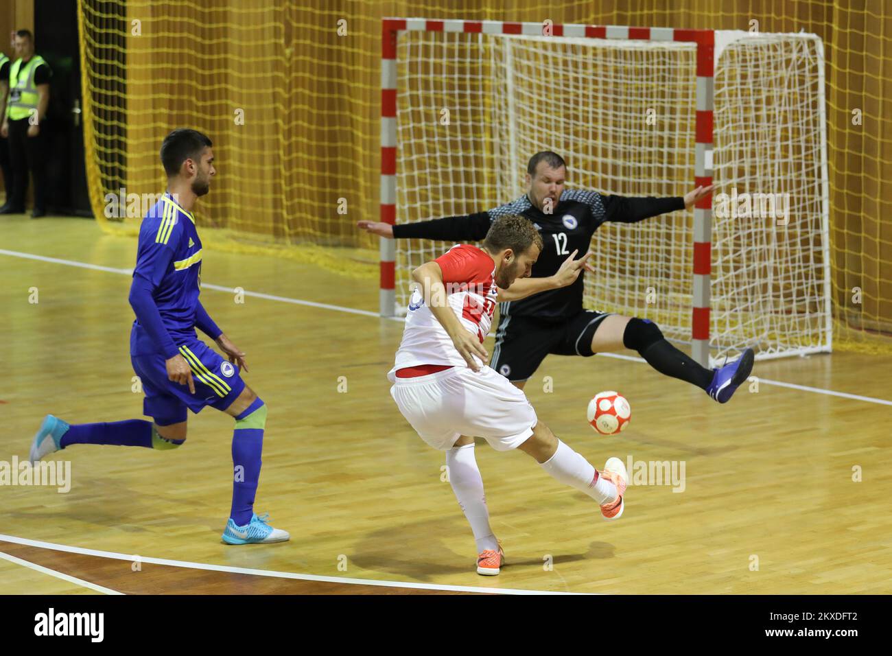 23.10.2019., Dubrovnik, Croatie - partie principale de la compétition européenne de qualification pour la coupe du monde FIFA Futsal 2020, groupe 7, Croatie - Bosnie-Herzégovine. Srdjan Ivankovic, Luka Sutton, Stanislav Galic photo: Grgo Jelavic/PIXSELL Banque D'Images