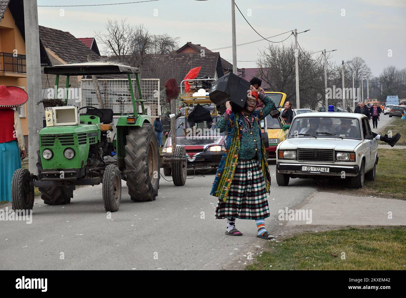 25.02.2019., Donja Bebrina, Croatie - l'une des fêtes de carnaval les plus drôles et les plus sauvages est déjà traditionnellement le Bebra Carnival Tuesday à Donja Bebrina. Photo: Ivica Galovic/PIXSELL Banque D'Images