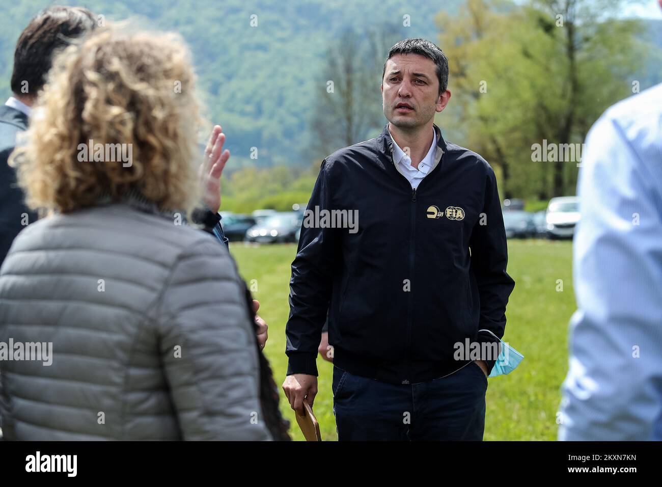 KUMROVEC, CROATIE - 25 AVRIL : troisième jour du rassemblement 2021 de la CMRC Croatie, SS18 de Zagorske Selo à Kumrovec. Le Président de la Fédération internationale de l'automobile (FIA), Jean Todt, a visité le lieu du rassemblement de Croatie de la CMR à 25 avril 2021, à Zagreb, en Croatie. Photo: Luka Stanzl/Pixsell Banque D'Images