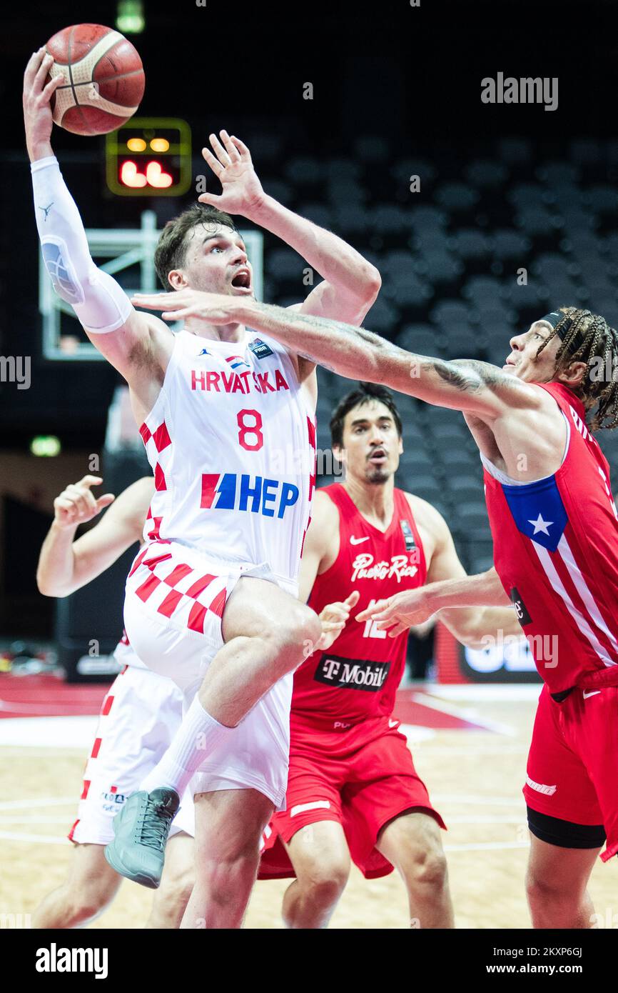 Mario Hezonja de Croatie lors d'un match de basket-ball amical entre la Croatie et Porto Rico à l'aréna Spaladium, à Split, en Croatie, sur 23 juin 2021. Photo: Milan SABIC/PIXSELL Banque D'Images