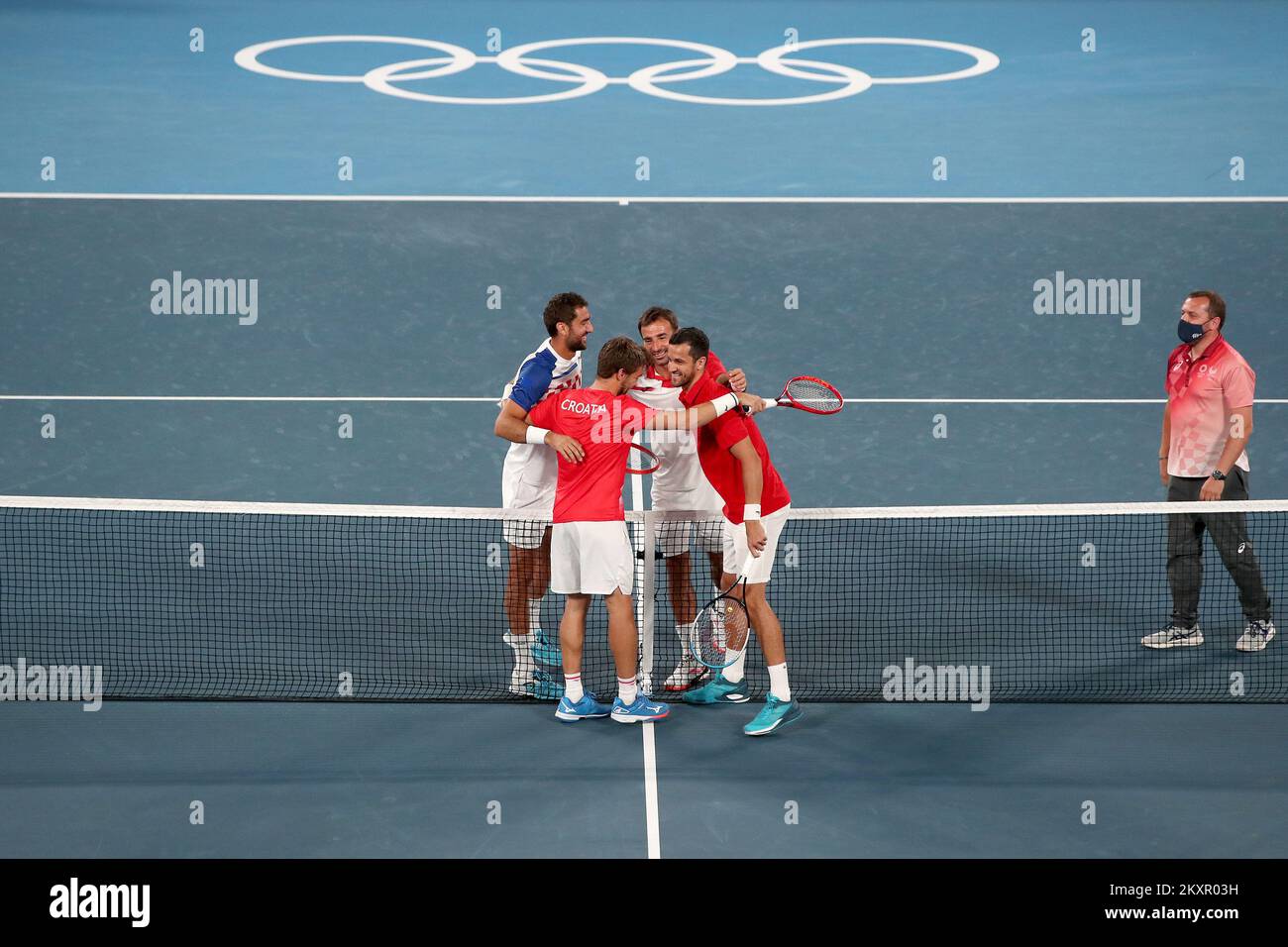 Ivan Dodig de Team Croatia et Marin Cilic de Team Croatia jouent Mate Pavic de Team Croatia et Nikola Mektic de Team Croatia lors de leur match des deux fois finales hommes le septième jour des Jeux Olympiques de Tokyo 2020 au Parc de tennis Ariake sur 30 juillet 2021 à Tokyo, Japon. Photo: Igor Kralj/PIXSELL Banque D'Images