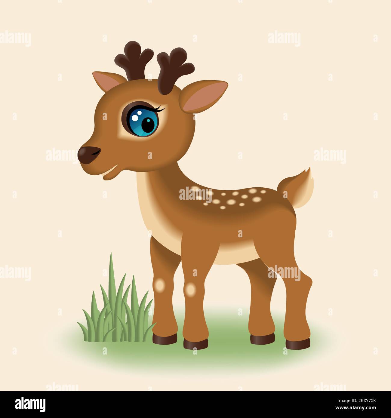 Dessin Biche Kawaii Jeune biche Banque d'images vectorielles - Alamy
