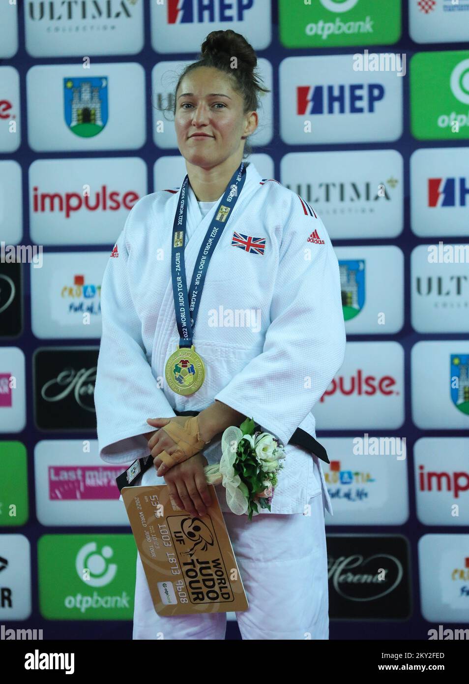 Natalie Powell, de Grande-Bretagne, a remporté l'or dans la catégorie des femmes pesant jusqu'à 78 kg lors du Grand Prix de Zagreb de la tournée mondiale de l'IJF, qui s'est tenu à l'arène de Zagreb, à Zagreb, en Croatie, sur 17 juillet 2022. Photo: Zeljko Hladika/PIXSELL Banque D'Images