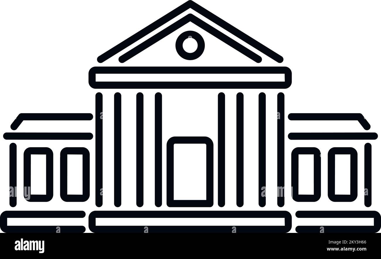 Vecteur de contour de l'icône de construction de bibliothèque. Enseignement universitaire. Entraînement en extérieur Illustration de Vecteur