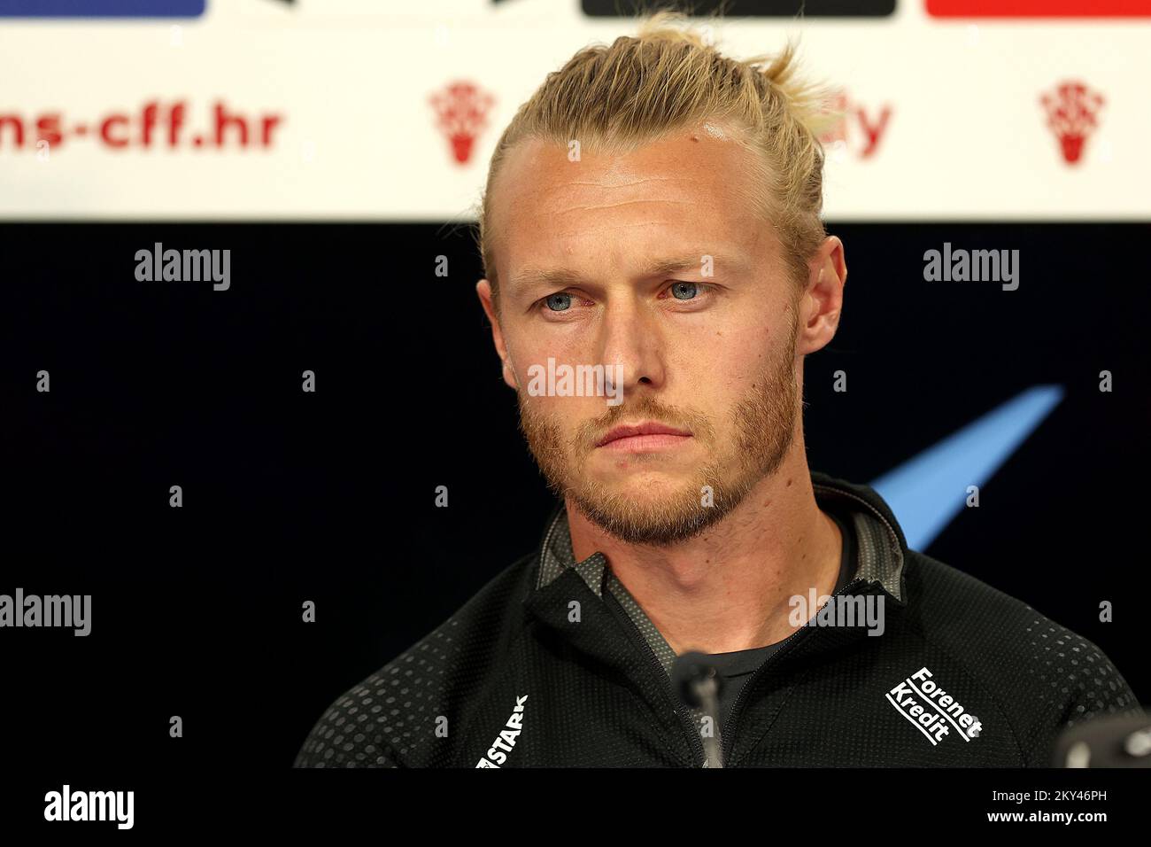 Joueur de football Simon Kjaer lors de la conférence de presse de l'équipe nationale de football du Danemark au stade Maksimir à Zagreb, en Croatie, sur 21 septembre 2022. Le Danemark jouera un match de la Ligue des Nations de l'UEFA avec la croatie demain à Maksimir. Photo: Goran Stanzl/PIXSELL Banque D'Images