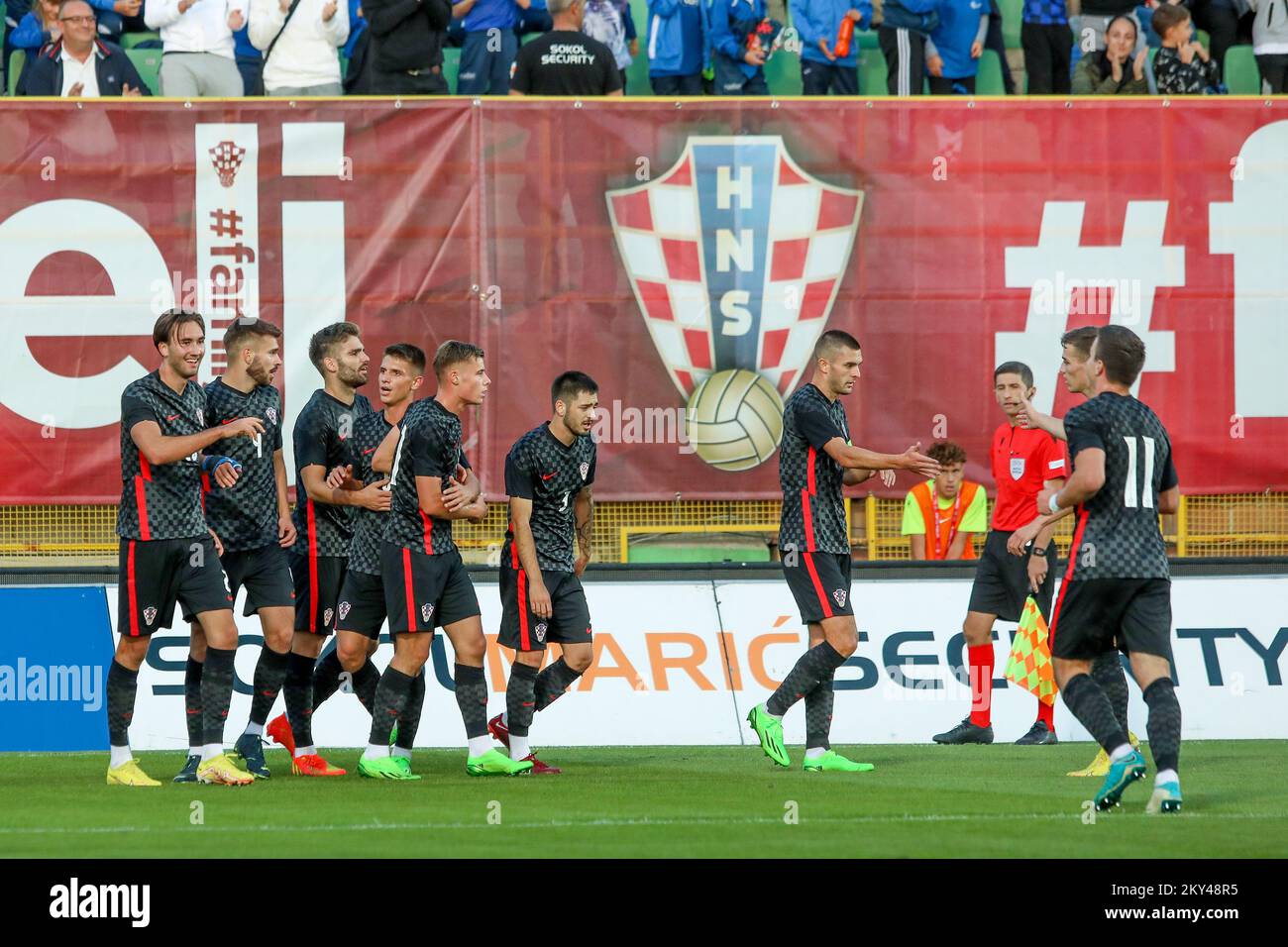 23.09.2022., Aldo Drosina Stadium, Pula - Premier match de qualifications supplémentaires pour le Championnat d'Europe 2023, Croatie U-21 - Danemark U-21. Banque D'Images