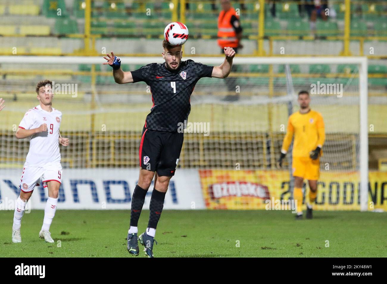 23.09.2022., Aldo Drosina Stadium, Pula - Premier match de qualifications supplémentaires pour le Championnat d'Europe 2023, Croatie U-21 - Danemark U-21. Mario Vuskovic Banque D'Images