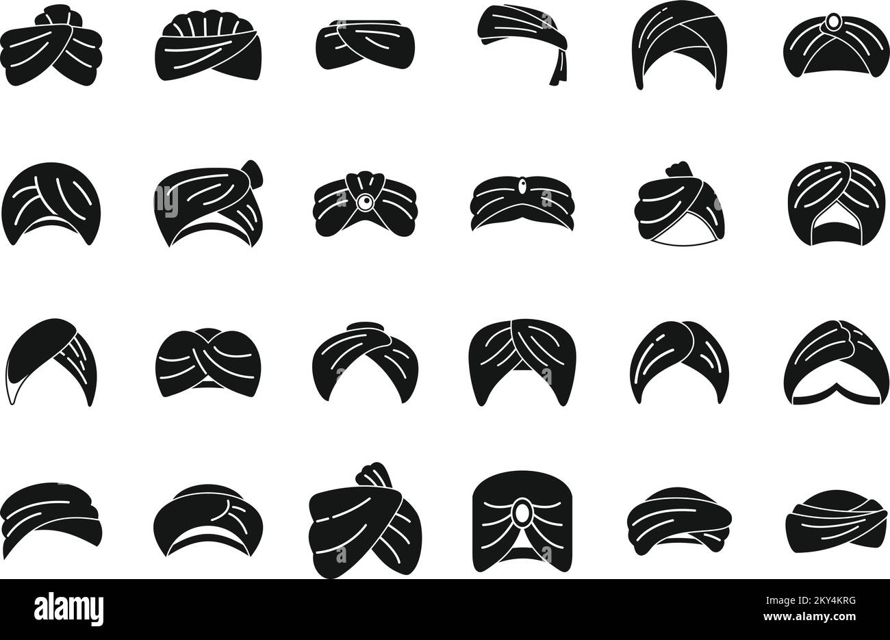 Les icônes de turban arabe définissent un vecteur simple. Chapeau arabe. Ferme asiatique Illustration de Vecteur