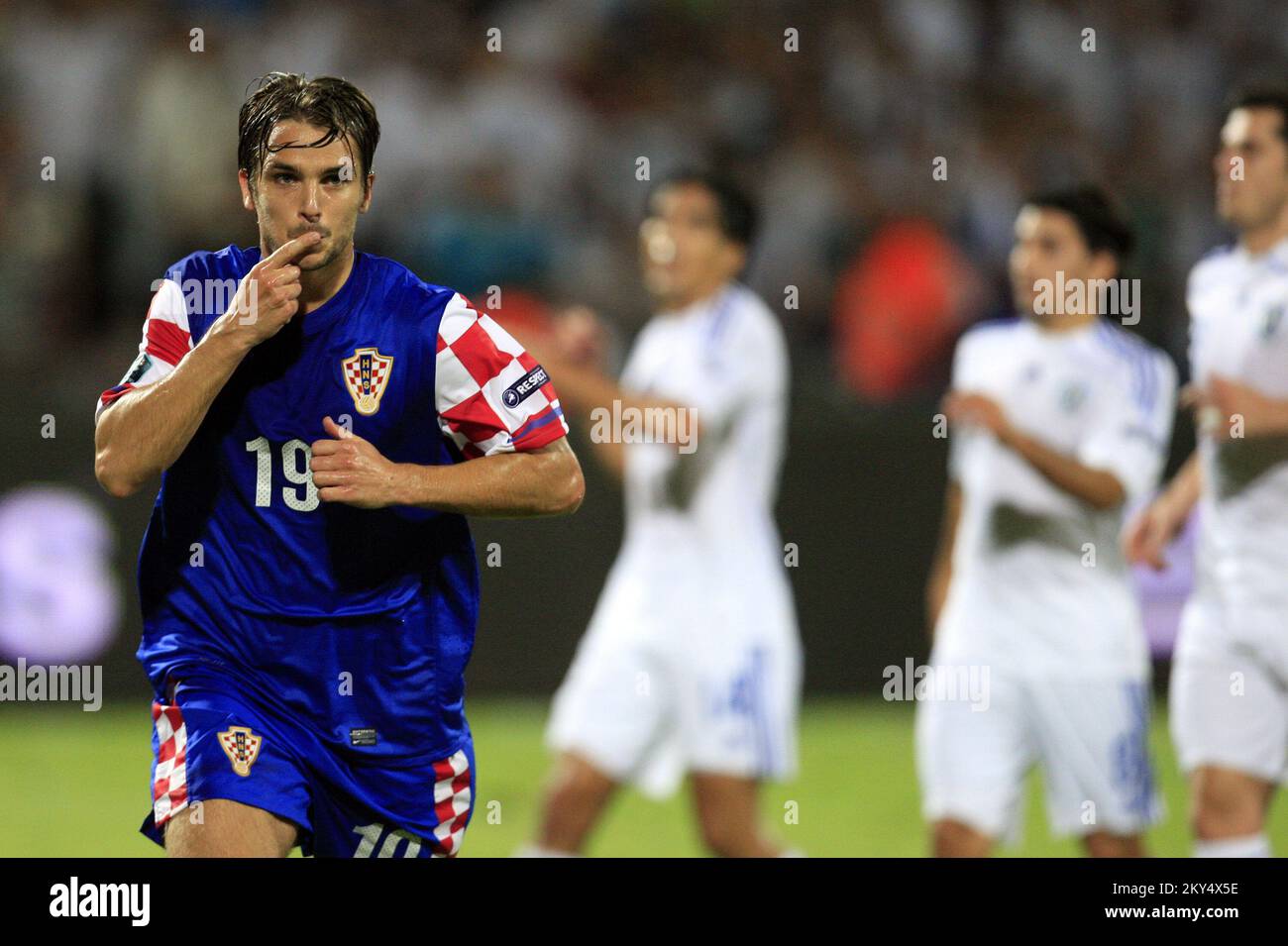 Niko Kranjcar, de Croatie, célèbre un but. Banque D'Images