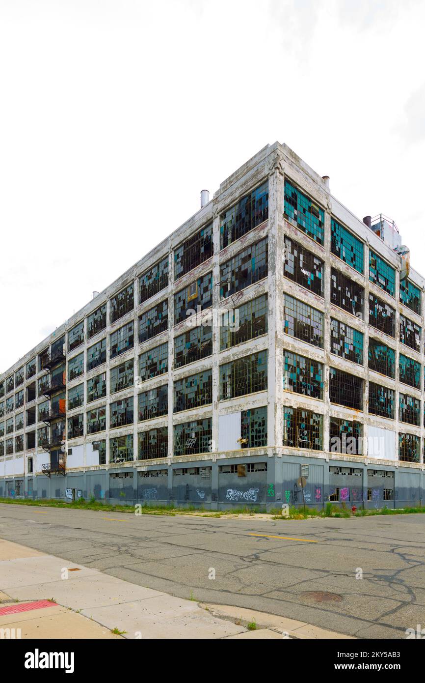 L'usine de corps de Fisher # 21 abandonnée à Detroit, Michigan, est située dans le quartier historique industriel de Piquette Avenue, aujourd'hui en grande partie abandonné. Banque D'Images