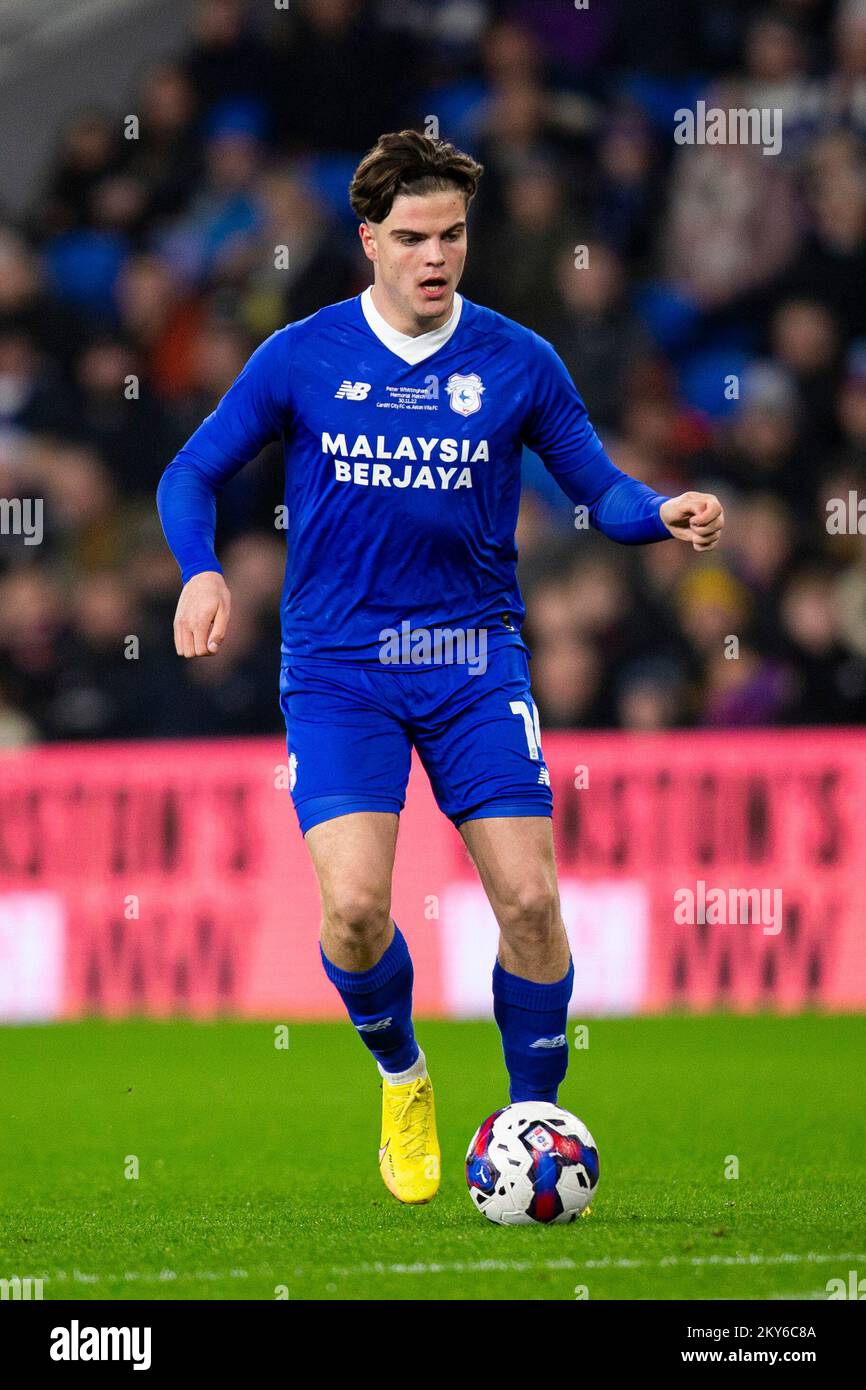 Cardiff, Royaume-Uni. 30th novembre 2022. Ollie Tanner de Cardiff City en action. Cardiff City v Aston Villa au Peter Whittingham Memorial Match au Cardiff City Stadium le 30th novembre 2022. Crédit : Lewis Mitchell/Alay Live News Banque D'Images