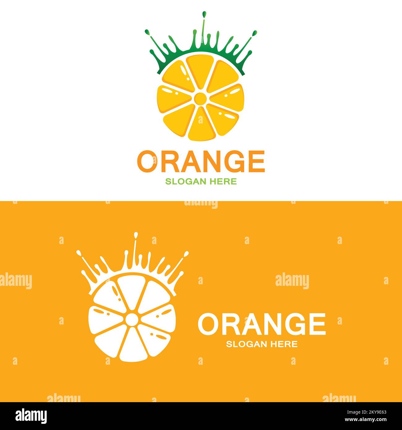 Logo orange, vecteur de fruits frais, design adapté à la boutique de fruits, modèle de bannière, icône de fruits orange Illustration de Vecteur