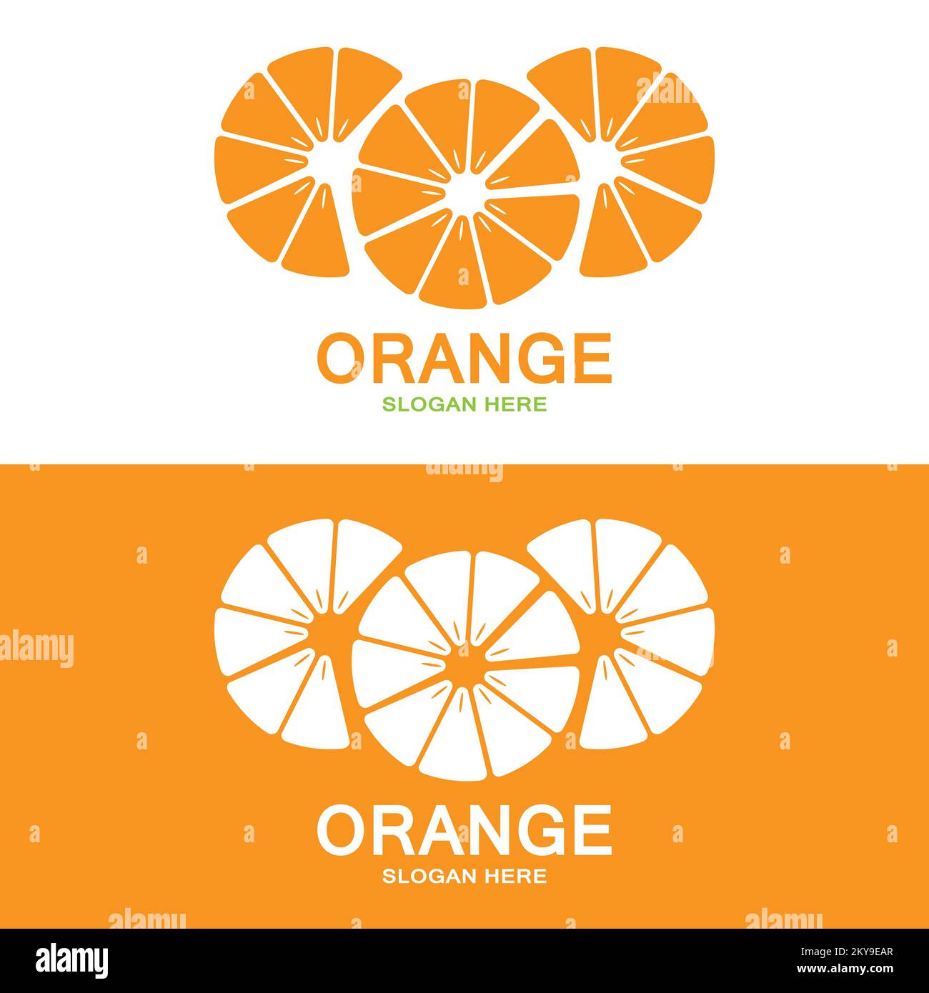 Logo orange, vecteur de fruits frais, design adapté à la boutique de fruits, modèle de bannière, icône de fruits orange Illustration de Vecteur