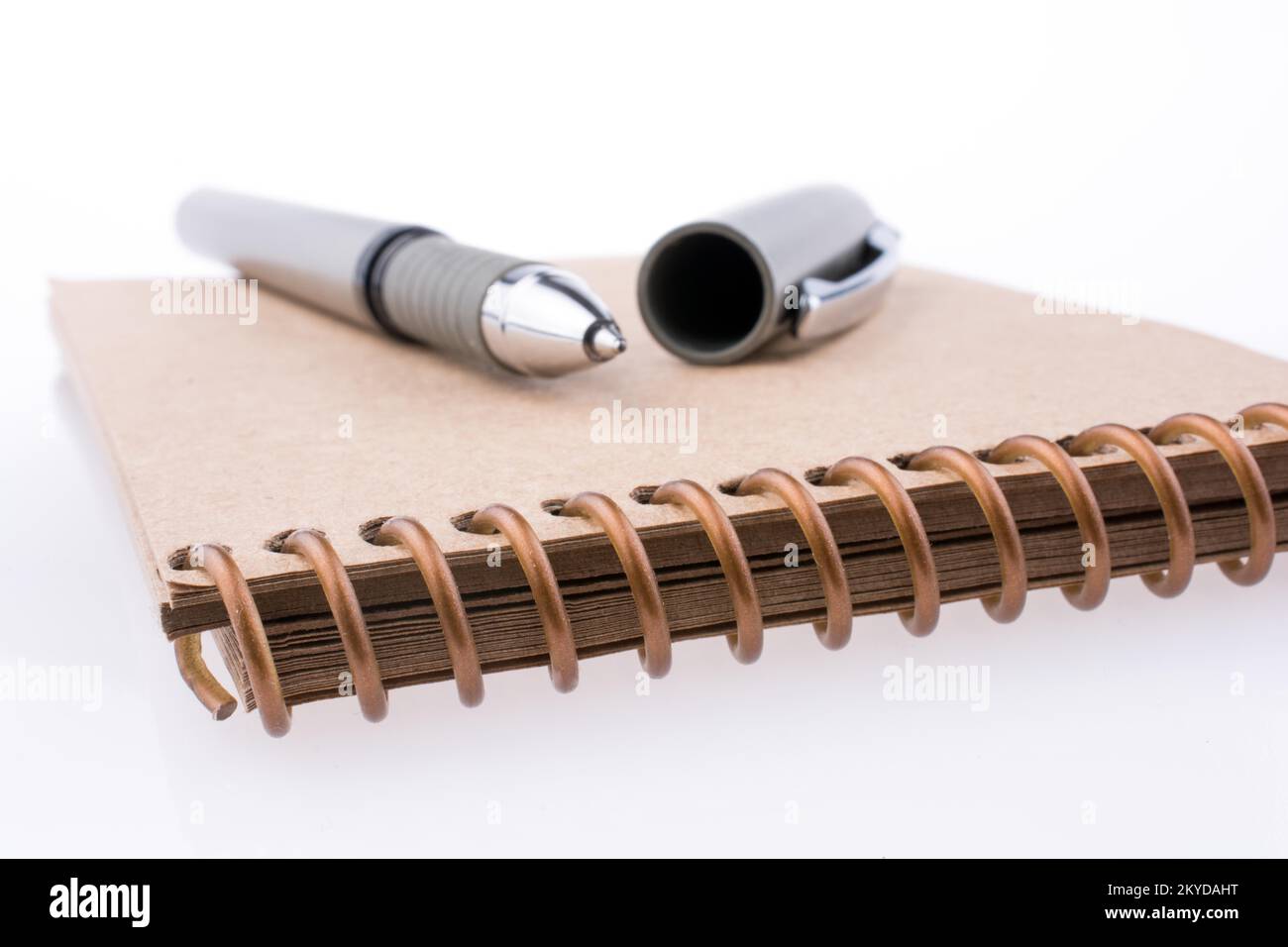 Stylo sur un carnet à spirales Banque D'Images