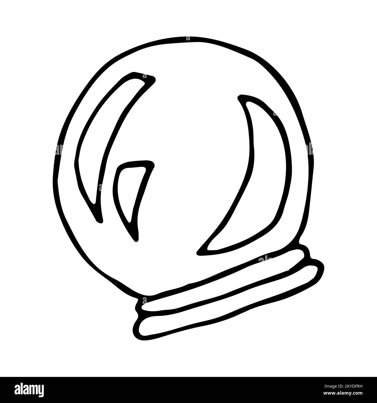 Autocollant de casque d'oedle d'espace. Contour espace isolé sur fond blanc. Objet astronomique dessiné à la main. Uniforme de protection des astronautes. Symbole de t Illustration de Vecteur