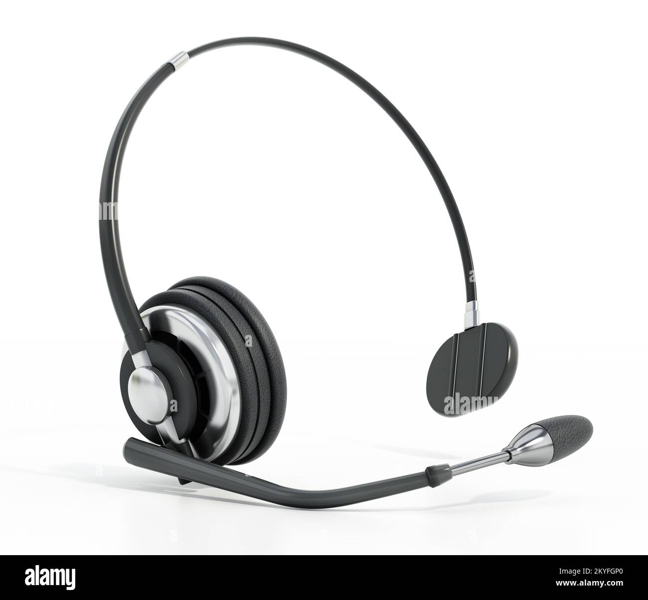Micro-casque pour centre d'appels isolé sur fond blanc. 3D illustration. Banque D'Images