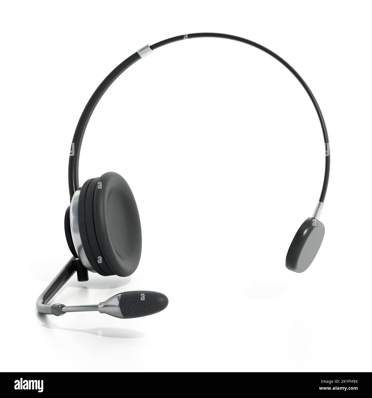 Micro-casque pour centre d'appels isolé sur fond blanc. 3D illustration. Banque D'Images