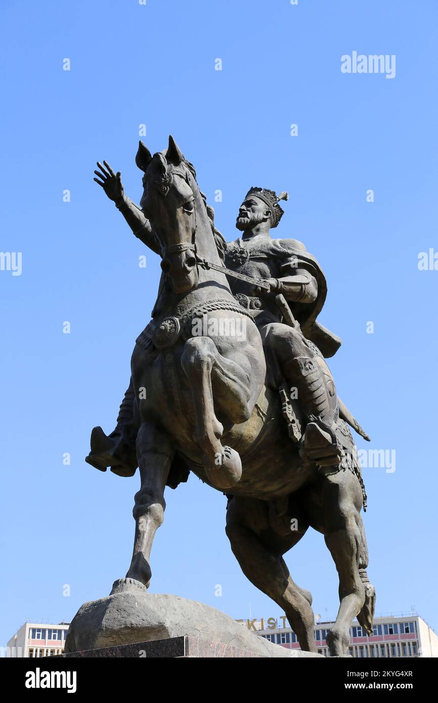 Statue d'Amir Temur (1336-1405), place d'Amir Temur, Tachkent central, province de Tachkent, Ouzbékistan, Asie centrale Banque D'Images