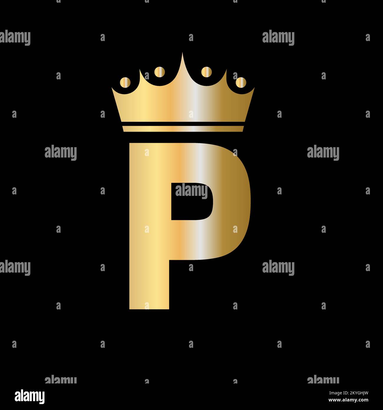 Logo de la couronne de bienfaisance Letter P avec modèle vectoriel de symbole d'unité Illustration de Vecteur
