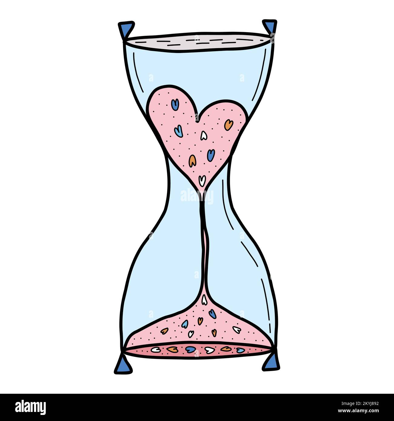 Sablier dessiné à la main avec coeurs pour les amoureux. Éléments de conception pour la Saint-Valentin. Vecteur Illustration de Vecteur