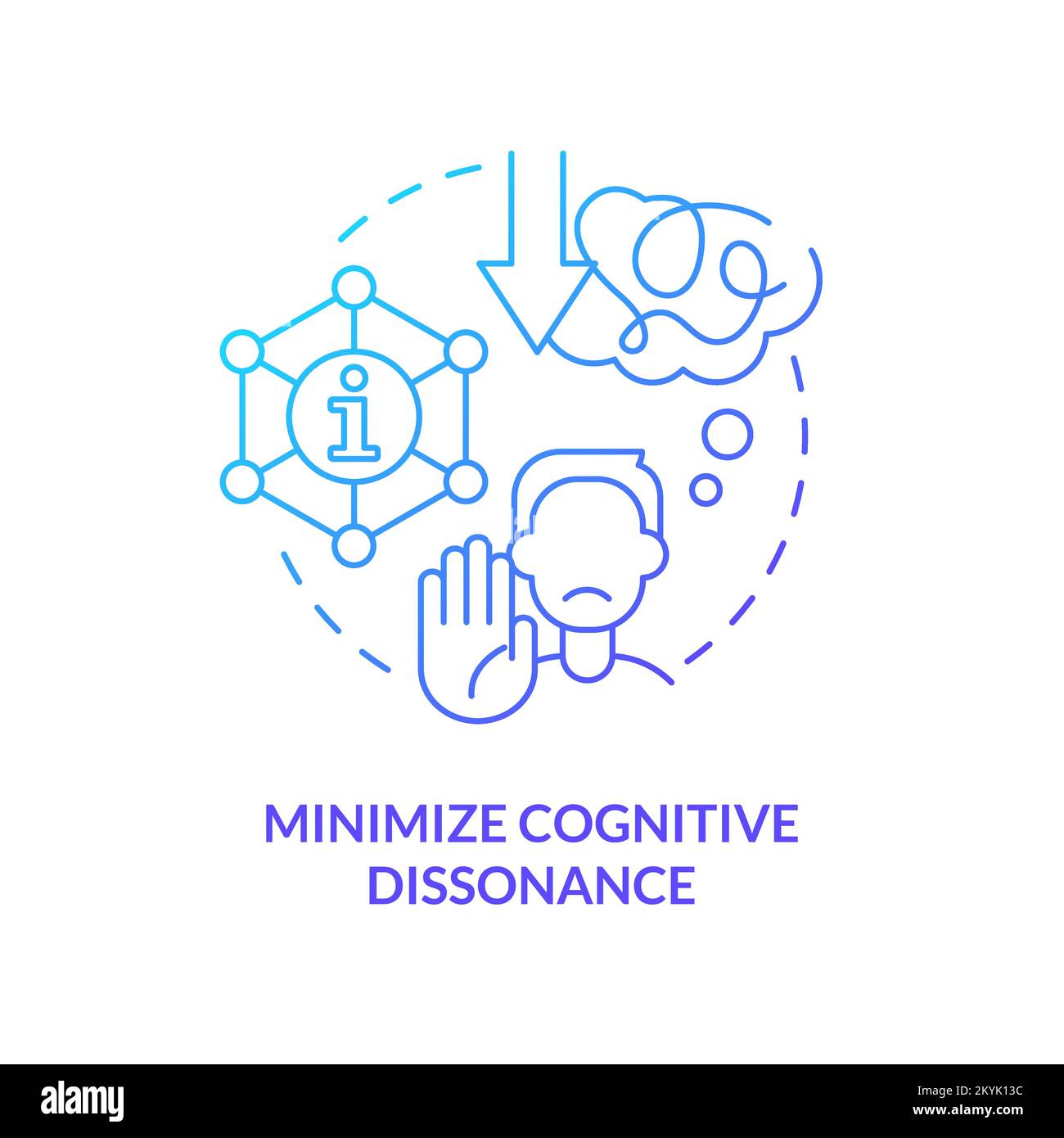 Icône de concept de gradient bleu de dissonance cognitive minimale Illustration de Vecteur
