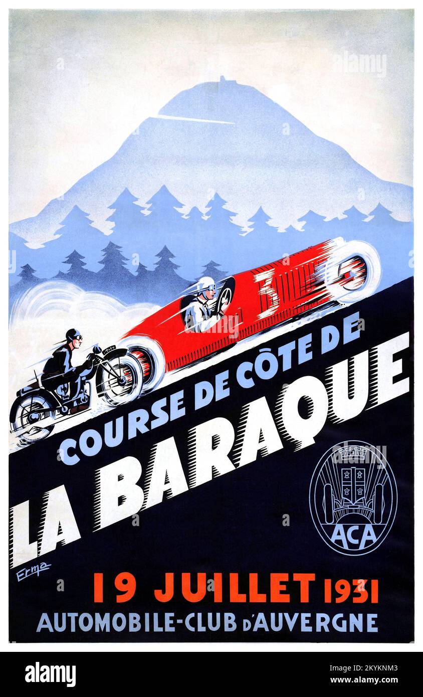 Cours de Côte de la Baraque par Erma (dates inconnues). Affiche publiée en 1931. Banque D'Images