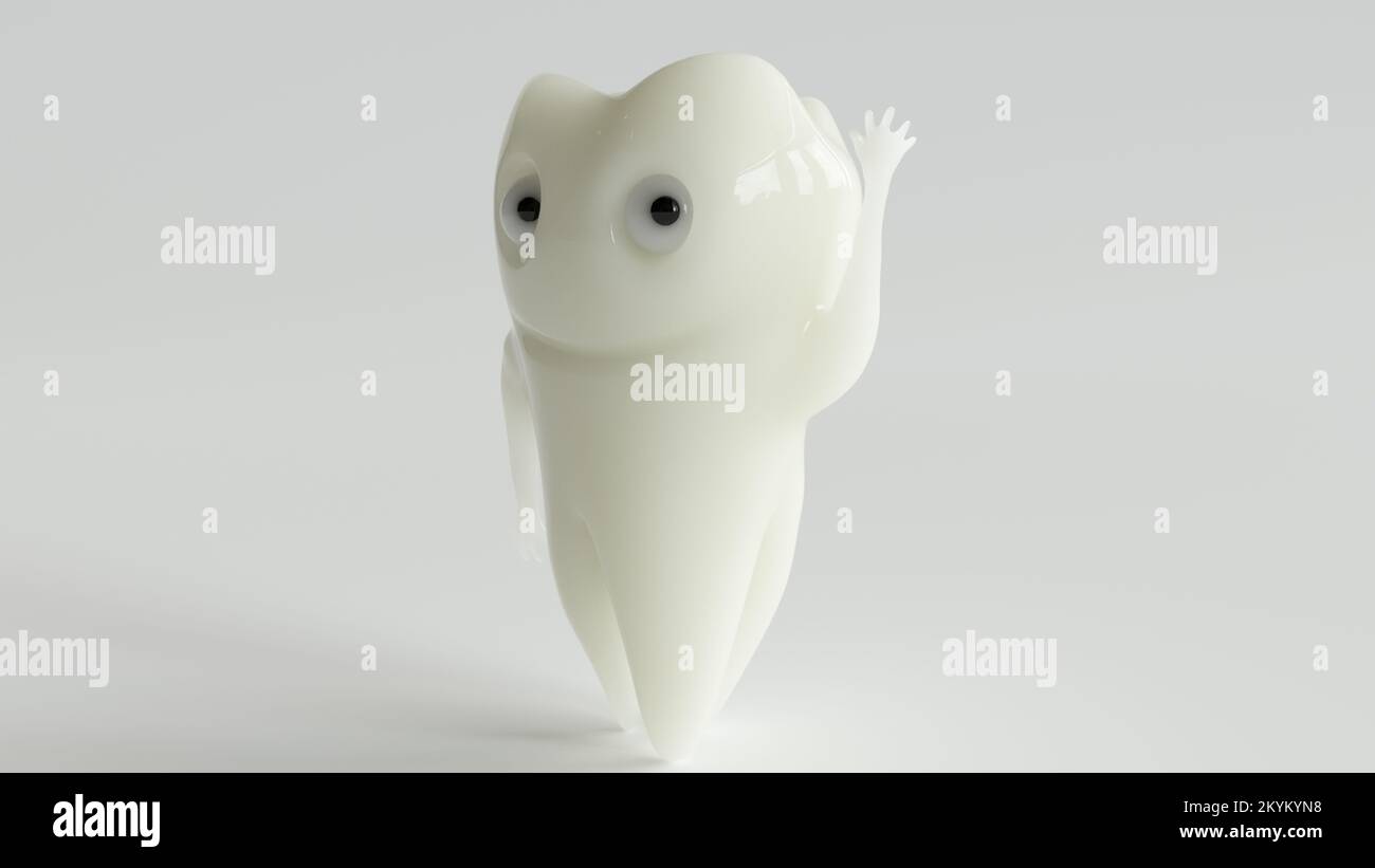 une bande dessinée saine vagues de dents à la caméra - 3d rendu Banque D'Images