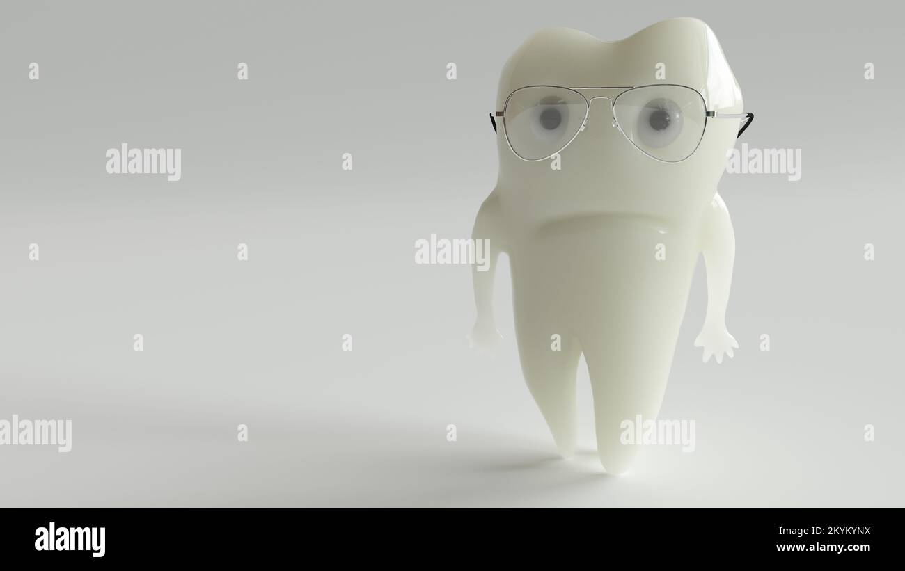Un molaire adulte sain avec une paire de lunettes- 3D rendu Banque D'Images
