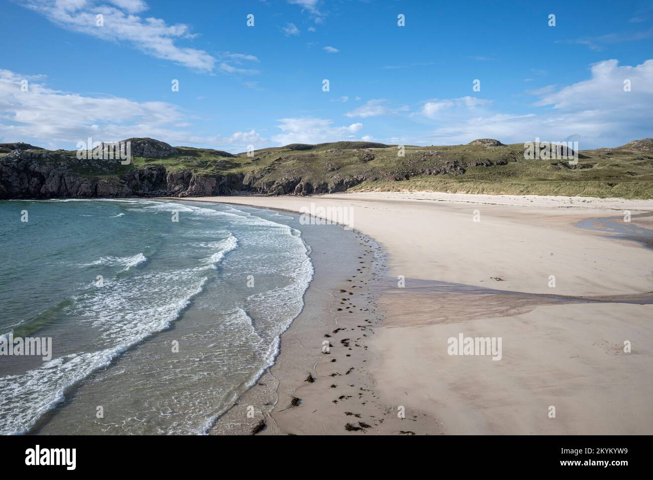 Les sables blancs de la baie Polin, à Sutherland, au nord-ouest de l'Écosse Banque D'Images
