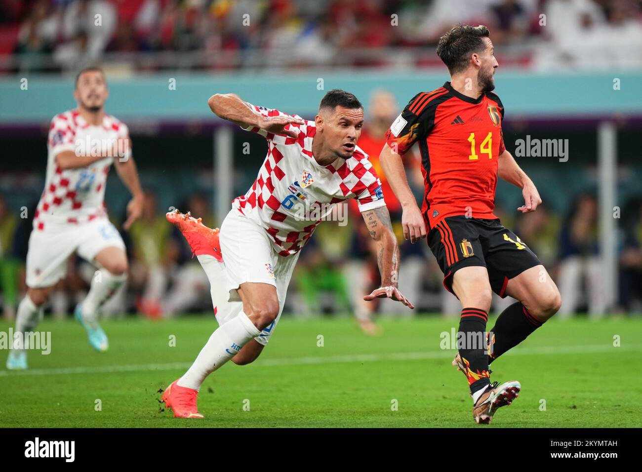 Dries Mertens de Belgique et Dejan Lovren de Croatie lors du match de la coupe du monde de la FIFA, Qatar 2022, Groupe F, entre la Croatie et la Belgique a joué au stade Ahmad Bin Ali le 1 décembre 2022 à Al Rayyan, Qatar. (Photo de Bagu Blanco / PRESSIN) Credit: PRESSINPHOTO SPORTS AGENCY/Alay Live News Banque D'Images