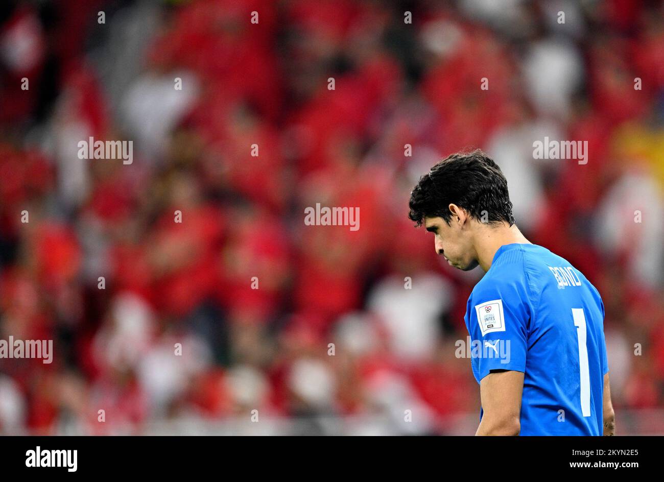 Doha, Qatar. 1st décembre 2022. Yassine Bounou, gardien de but du Maroc, réagit lors du match du Groupe F entre le Canada et le Maroc à la coupe du monde de la FIFA 2022 au stade Al Thumama à Doha, au Qatar, le 1 décembre 2022. Credit: Xin Yuewei/Xinhua/Alay Live News Banque D'Images