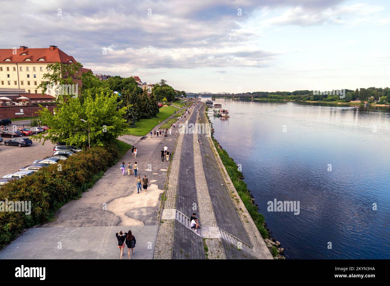 Promenade au bord de la Vistule, Torun, Pologne Banque D'Images