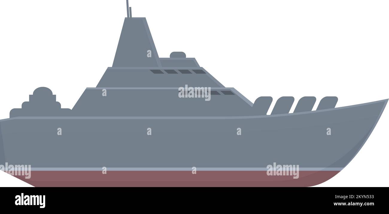 Vecteur de dessin animé d'icône de navire de guerre. Navire militaire. Frégate marine Illustration de Vecteur