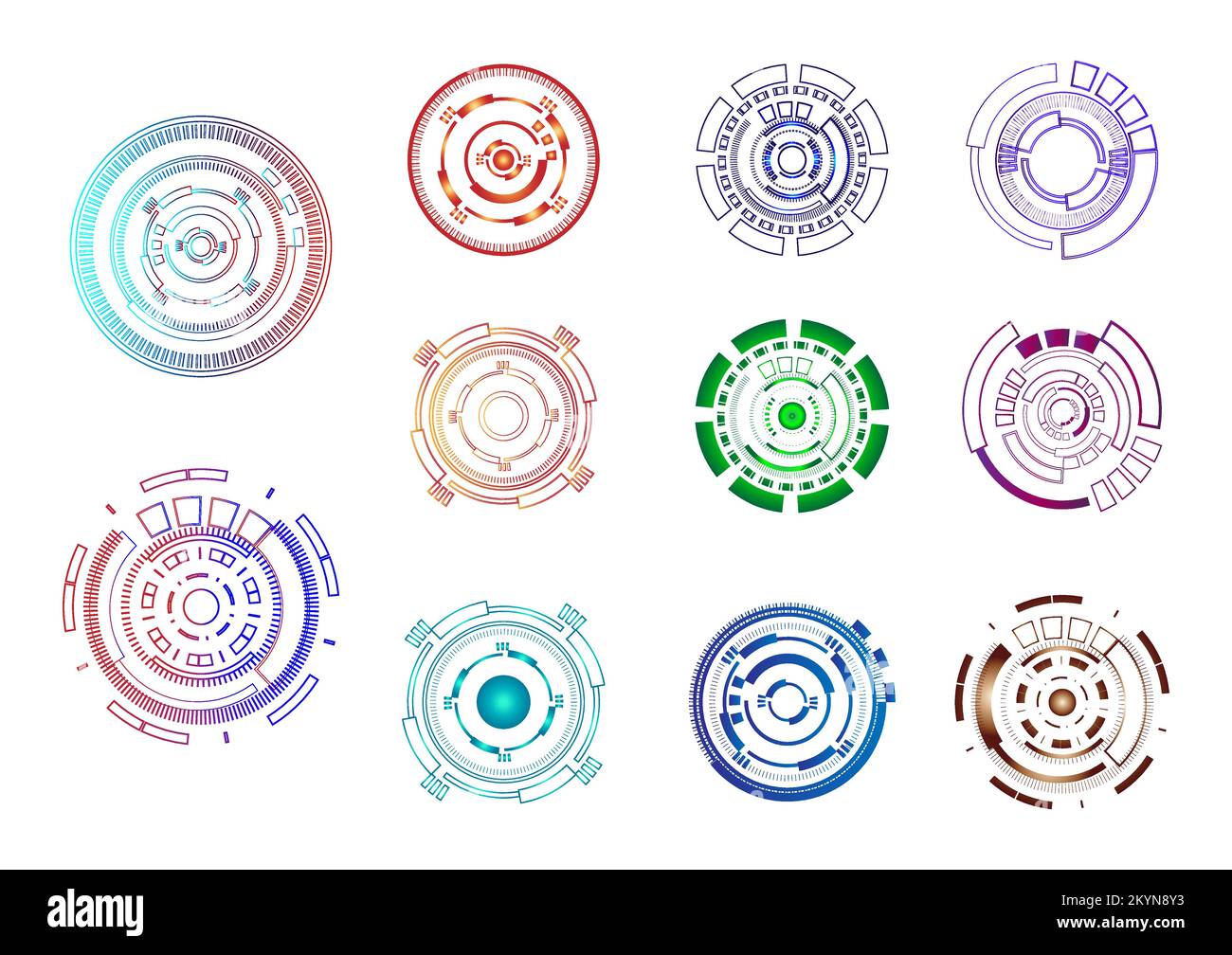 Collection de technologie cercle signal interface technologie futuriste puissance réseau communication résumé fond d'écran web illustration vectorielle Illustration de Vecteur