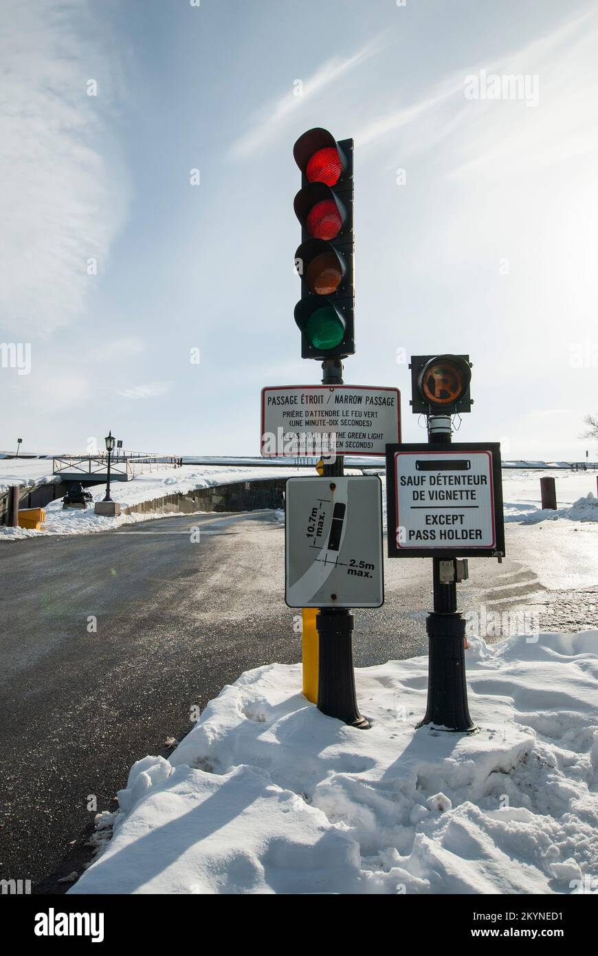 Feu de circulation dans la ville de Québec Banque D'Images