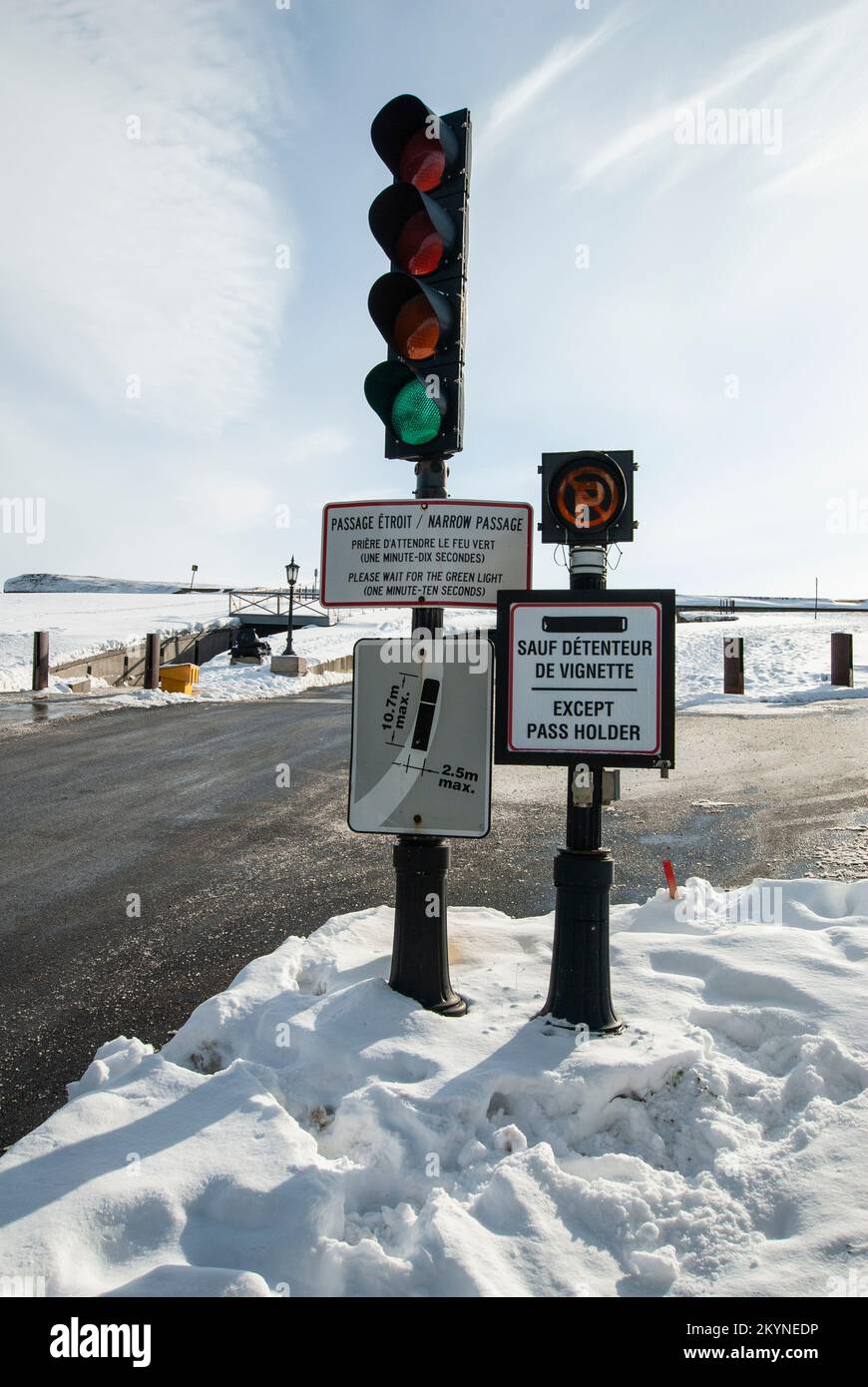 Feu de circulation dans la ville de Québec Banque D'Images