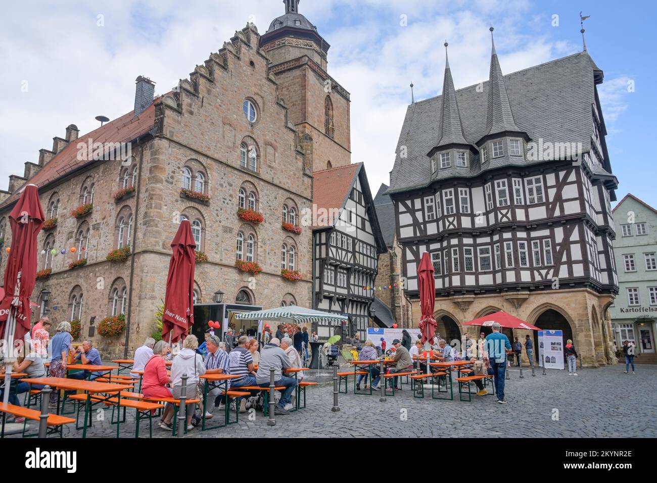 Weinhaus, Rathaus, Markt, Alsfeld, Hesse, Allemagne Banque D'Images