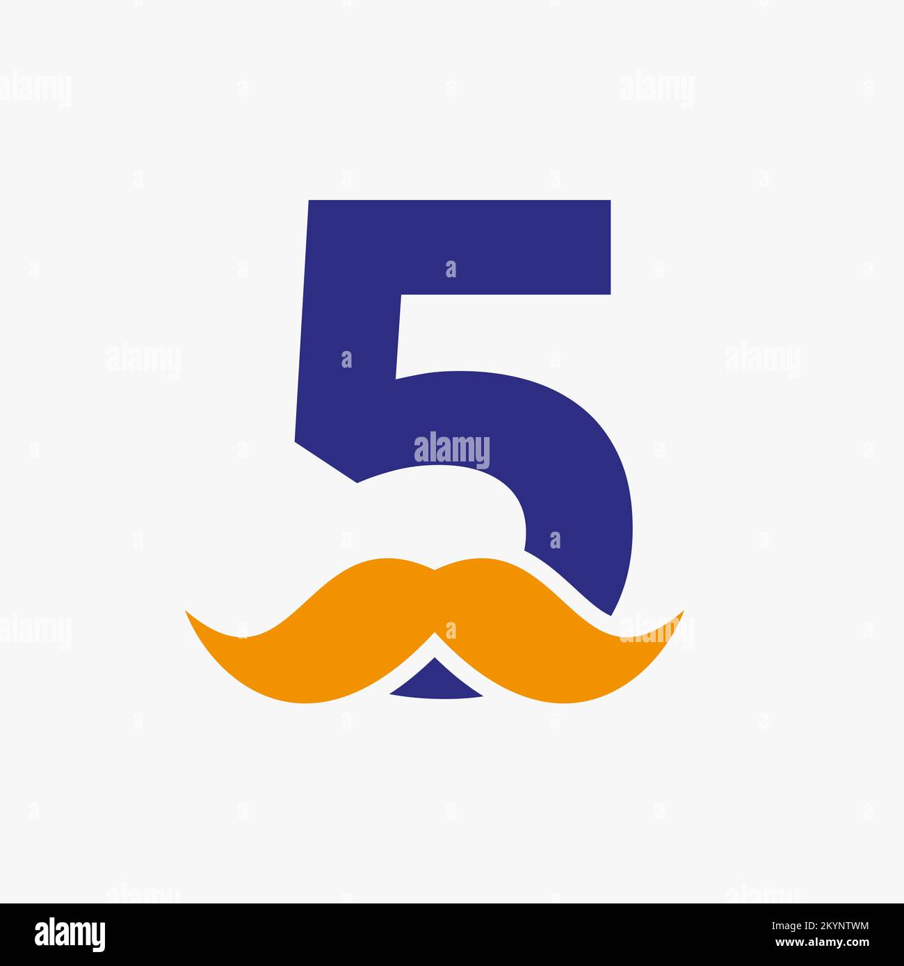 Lettre 5 logo Barbershop. Logotype de styliste pour le style de moustache et le symbole de mode Illustration de Vecteur
