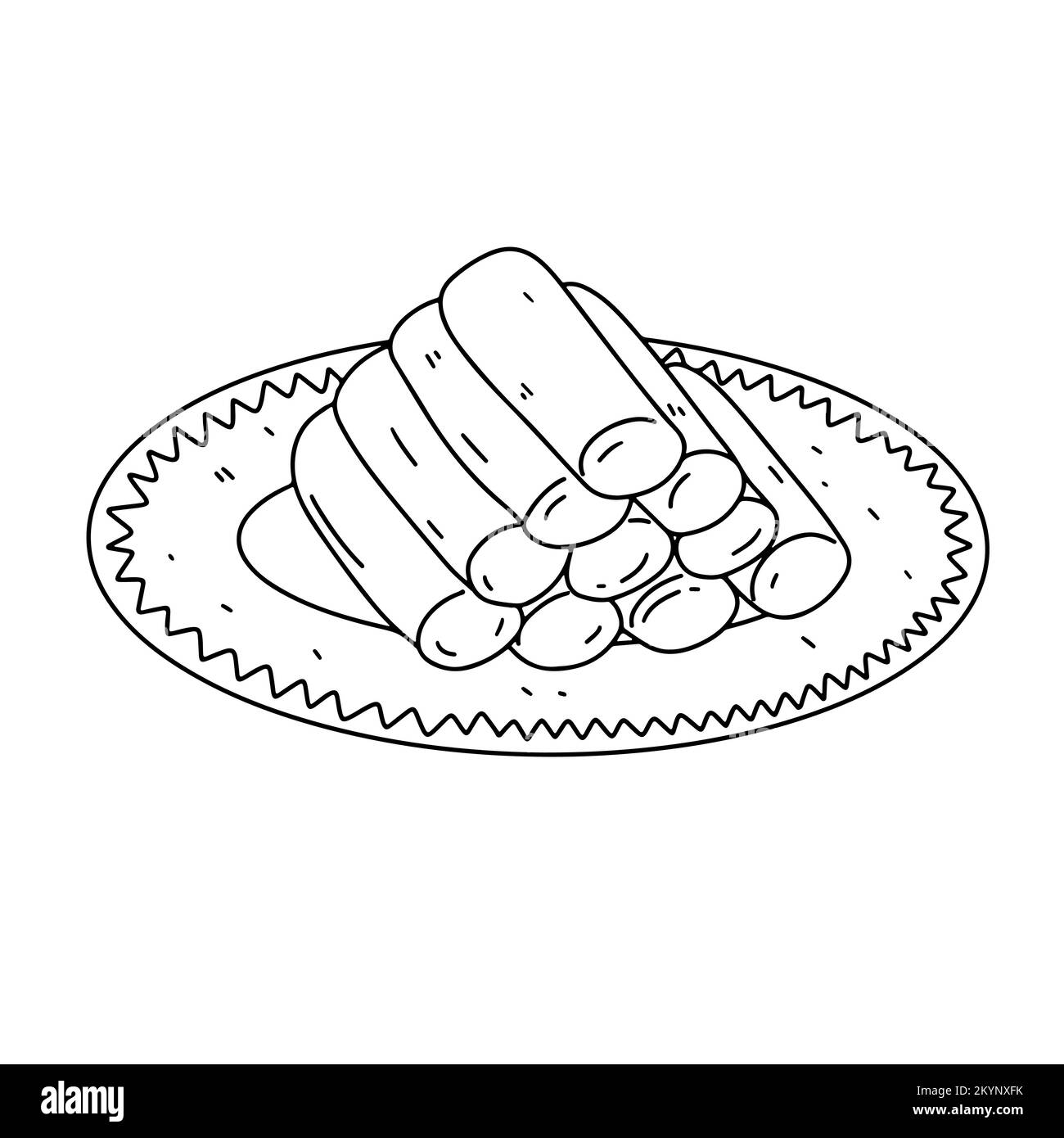 Du lait frit en forme de doodle tiré à la main. Plat traditionnel chinois Illustration de Vecteur