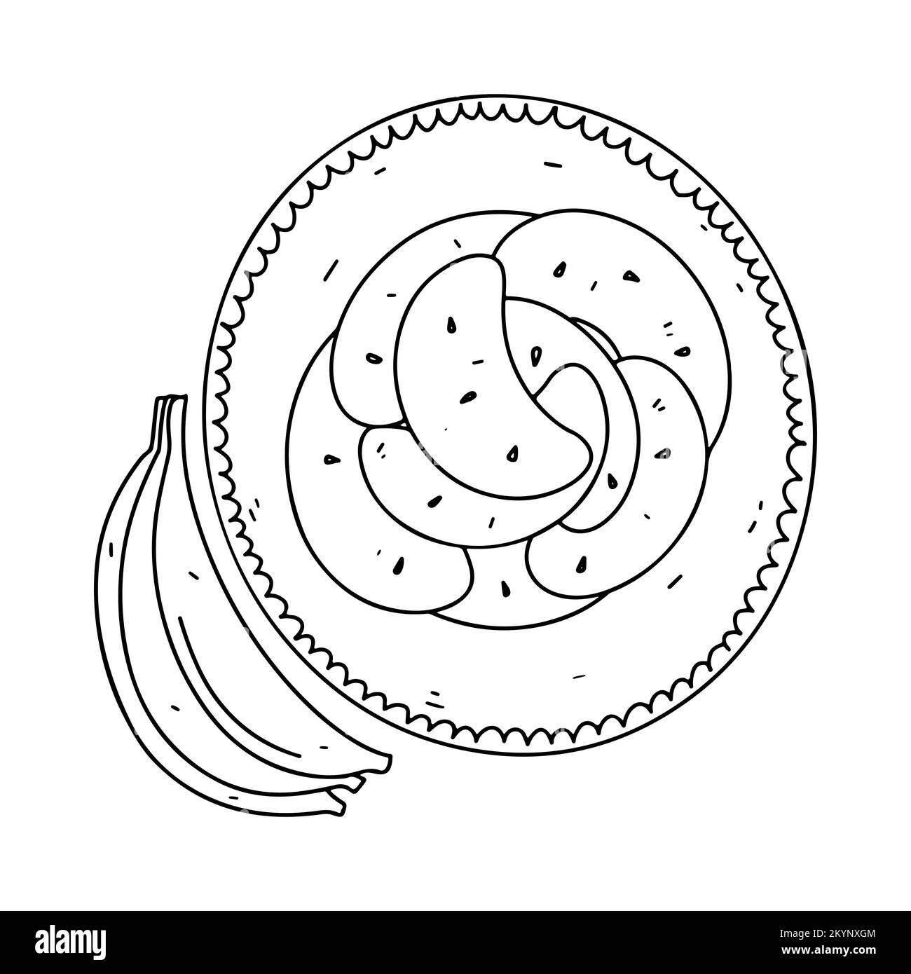 Banane frite à la main. Plat traditionnel chinois sucré Illustration de Vecteur