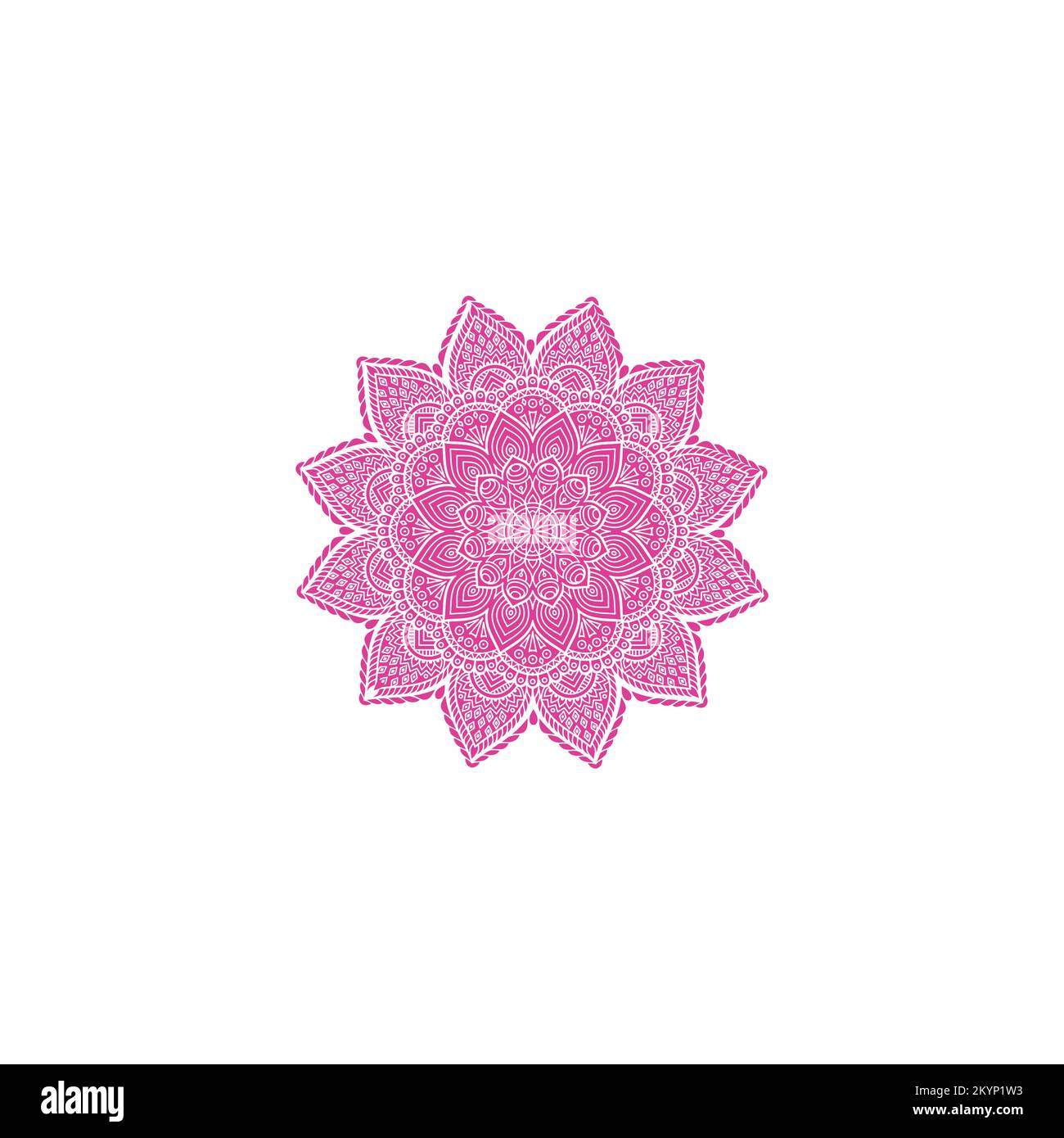 motif de mandala de couleur rose sur fond blanc Illustration de Vecteur