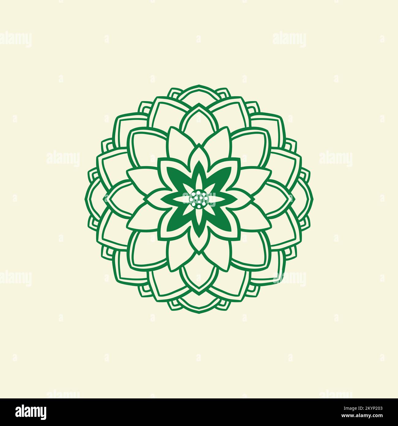 Logotype mandala simple avec un cercle et une icône de vecteur de fleur sur un fond de ciel Illustration de Vecteur