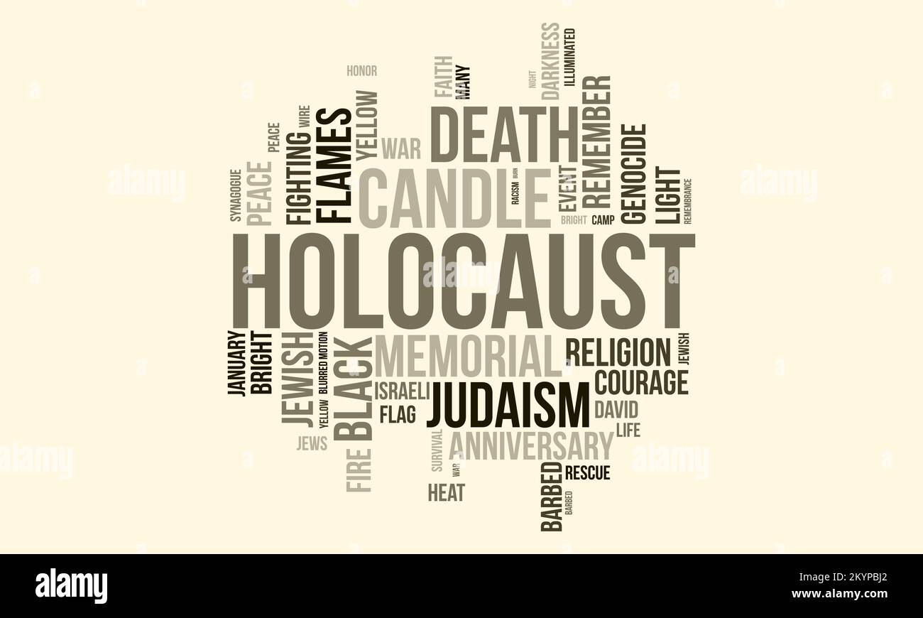 Fond de nuage mondial de l'Holocauste. La conscience juive vecteur illustration concept. Illustration de Vecteur