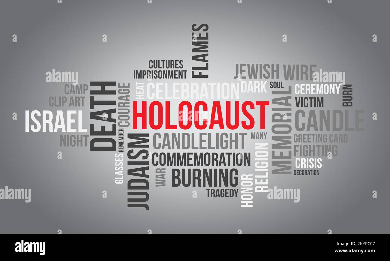Fond de nuage de mot de l'Holocauste. La conscience juive vecteur illustration concept. Illustration de Vecteur