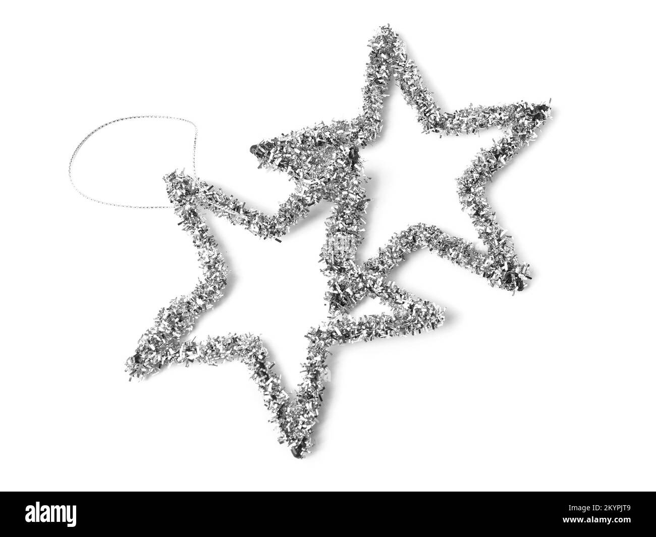 Décorations de Noël en forme d'étoiles sur fond blanc Banque D'Images